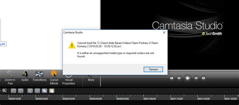 camtasia studio cannot load file